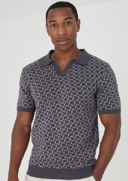 Textured Knit Jaquard Polo