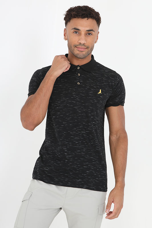 Short Sleeve Horn Effect Button Polo Shirt