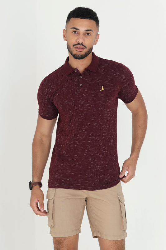 Marl Embroidery Detail Short Sleeve Polo Shirt