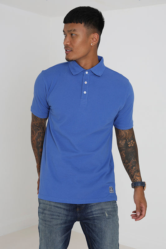 Solid Badge Detail Short Sleeve Polo Shirt