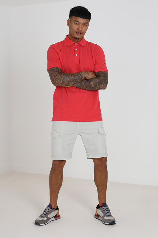 Solid Colour Short Sleeve Pearl Button Effect Polo Top
