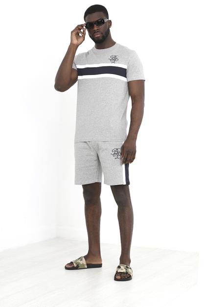 Panelled Crew Neck Tee Shirt And Matching Shorts Set