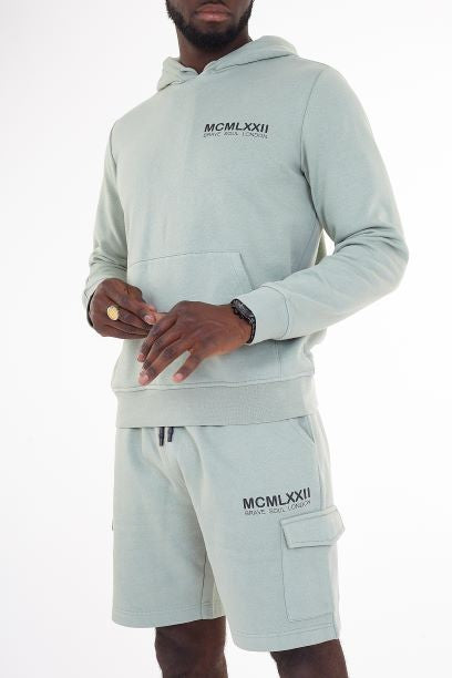 Mint/Charcoal Cargo Style Shorts And Hoodie Set