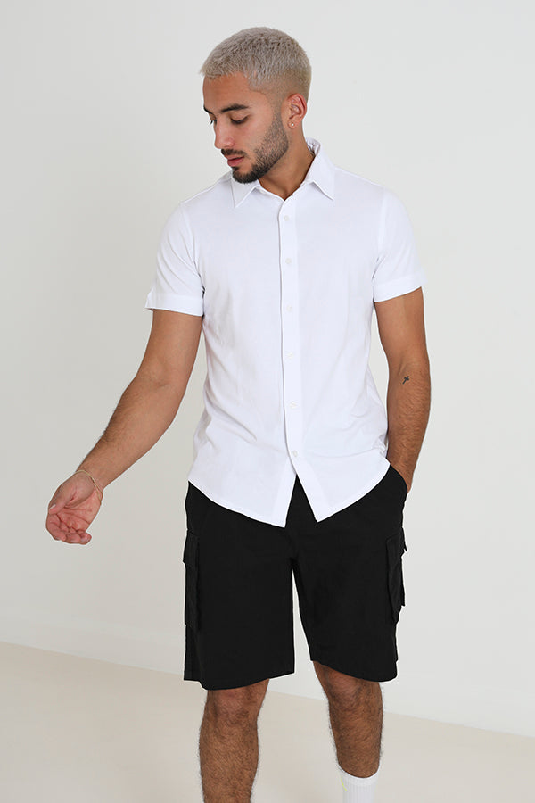 Solid Colour Short Sleeve Button Through Shirt