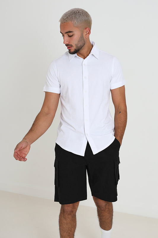 Solid Colour Short Sleeve Button Through Shirt