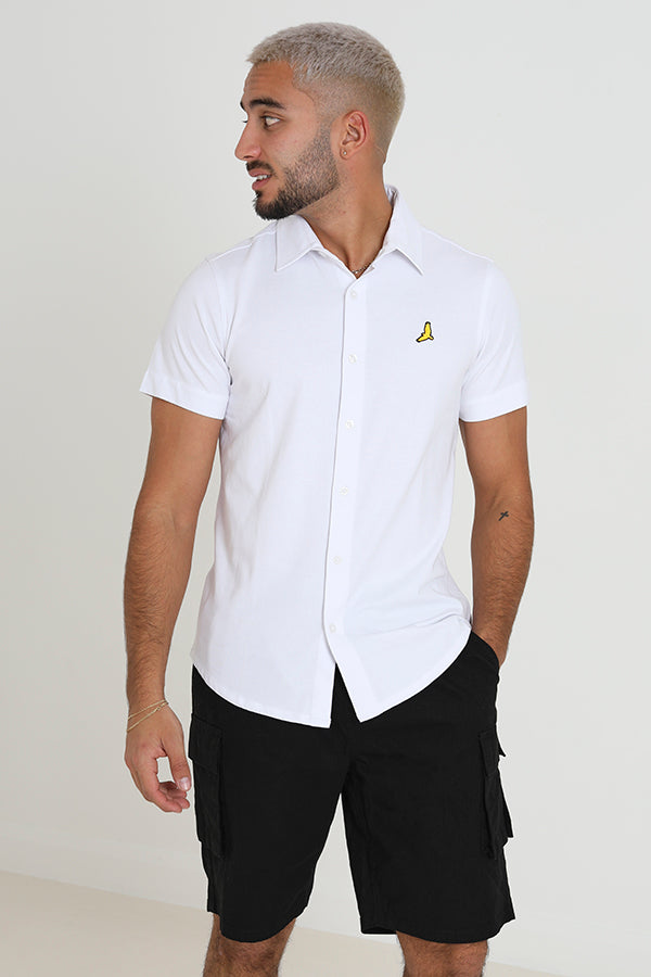 Solid Chest Bird Emblem Short Sleeve Shirt