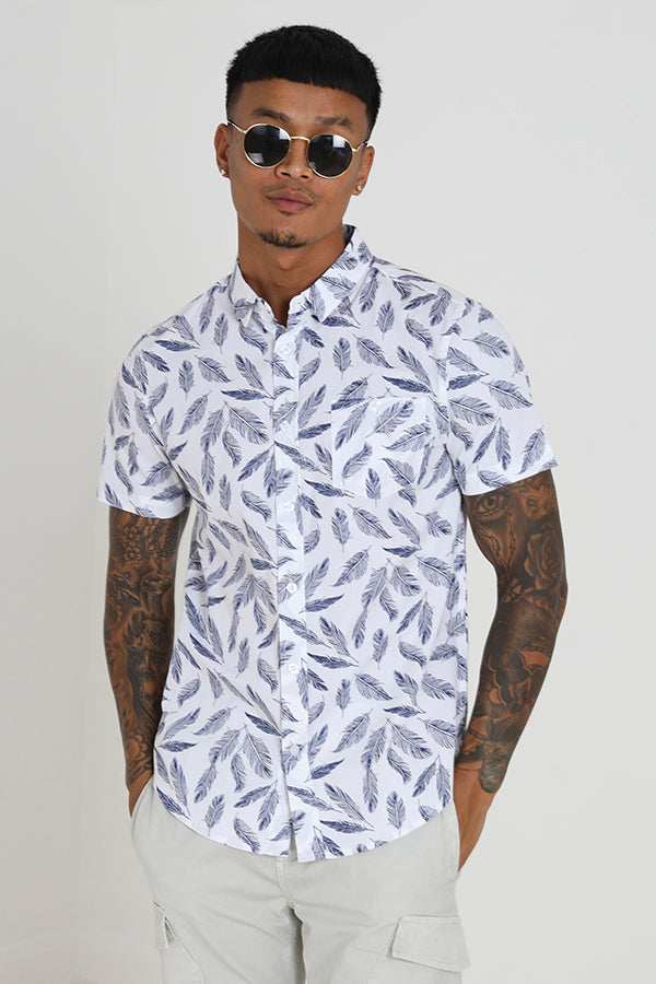 Discharge Print Short Sleeve Soft Button Through Shirt