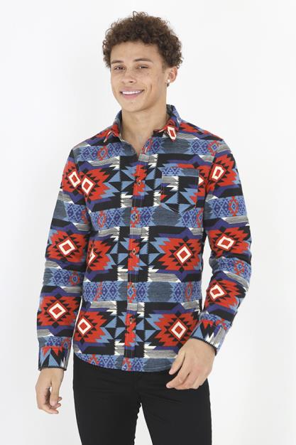 All Over Print Brushed Cotton Long Sleeve Shirt