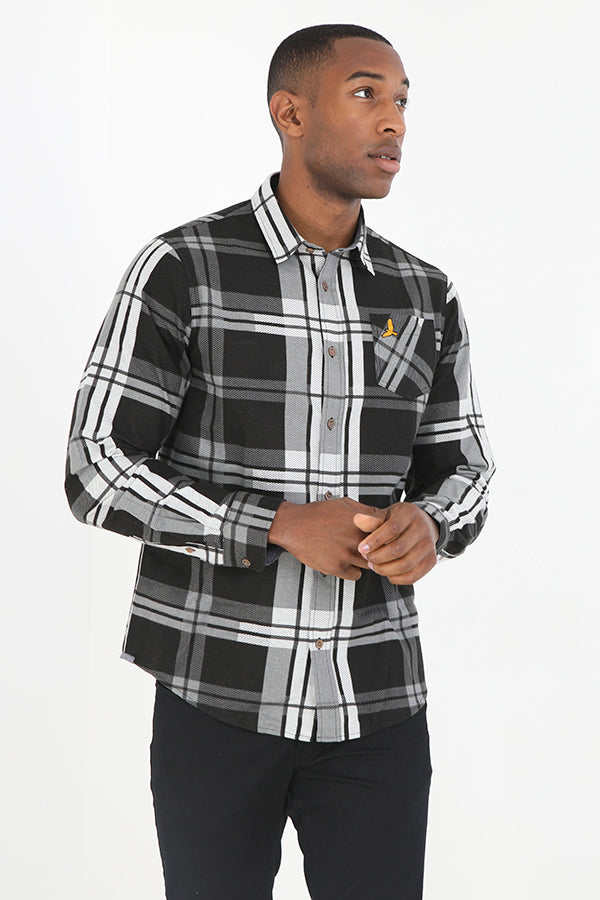 Large Print Check With Emblem Detail Brushed Shirt