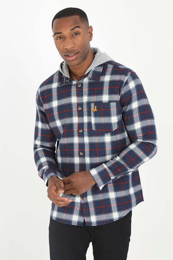 Jersey Hood Check Design Button Through Shirt