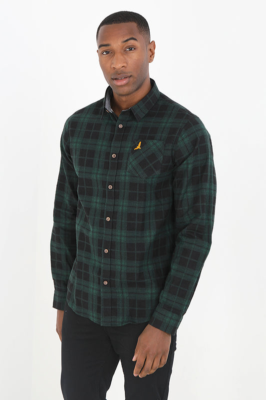 Long Sleeve Emblem Detail Button Through Shirt