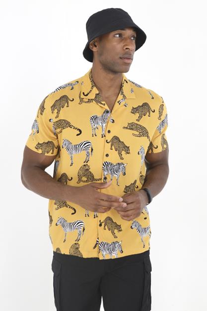 Short Sleeved Shirt Revere Collar