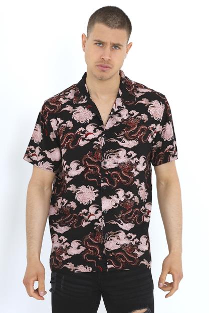 Multicolour Print Short Sleeve Revere Collar Shirt