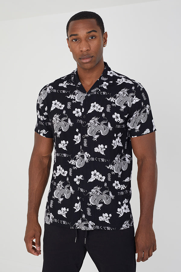 Short Sleeved Shirt Revere Collar