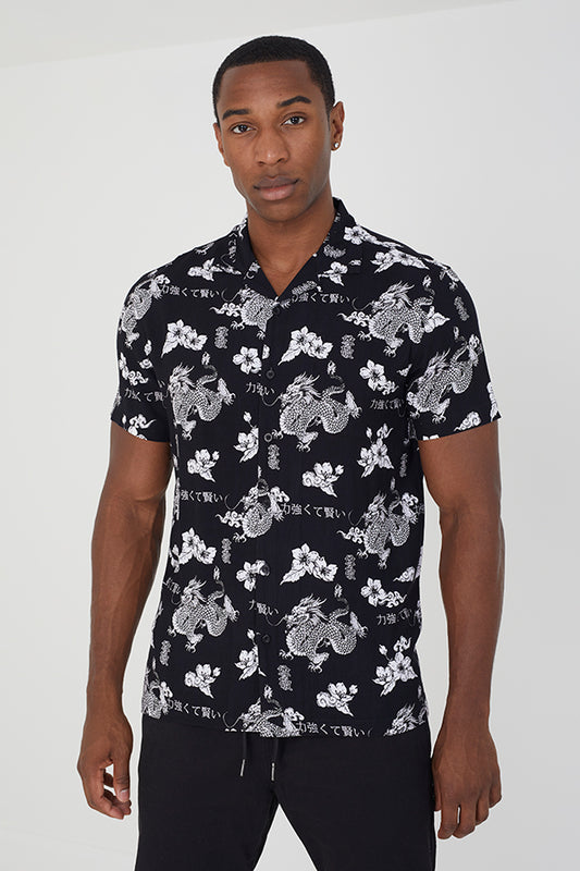 Short Sleeved Shirt Revere Collar