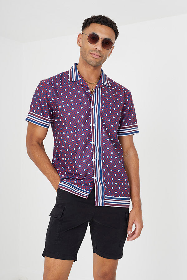 Short Sleeved Shirt Revere Collar