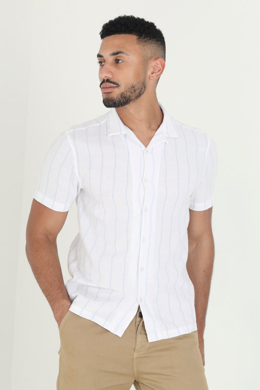 Yarn Striped Short Sleeve Shirt