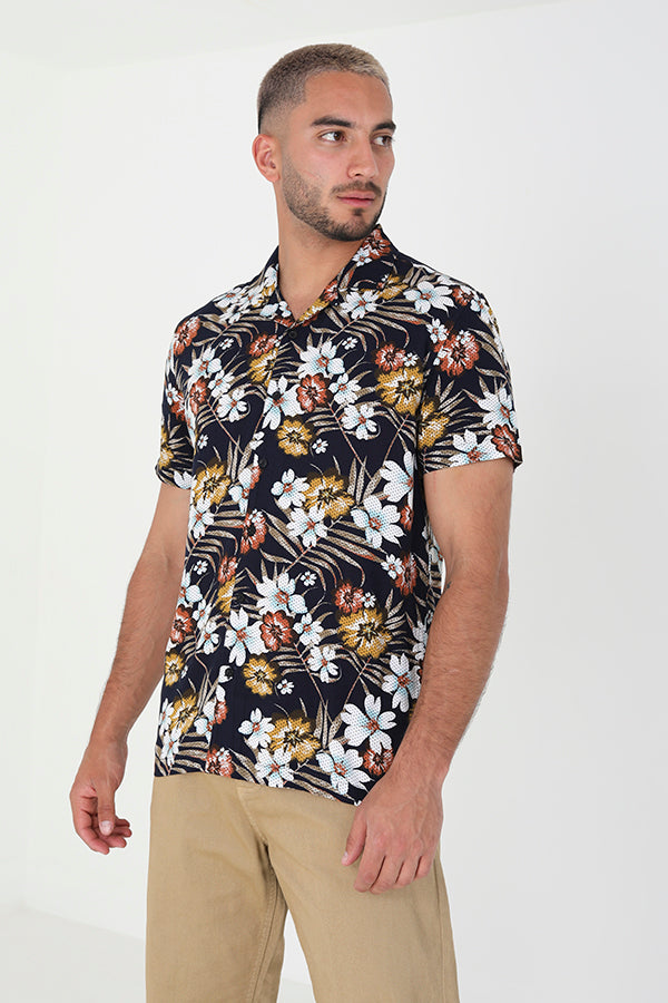 Short Sleeved Shirt Revere Collar
