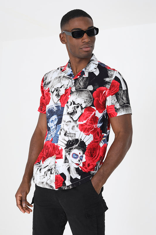 Short Sleeved Shirt Revere Collar