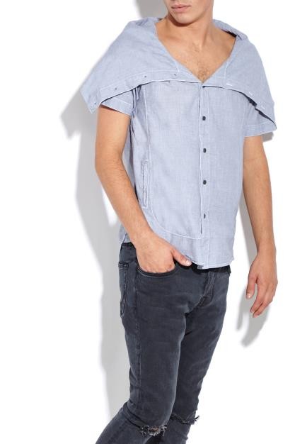 Cowl Neck Shirt X2 Side Entry Pockets Contast Stitcign