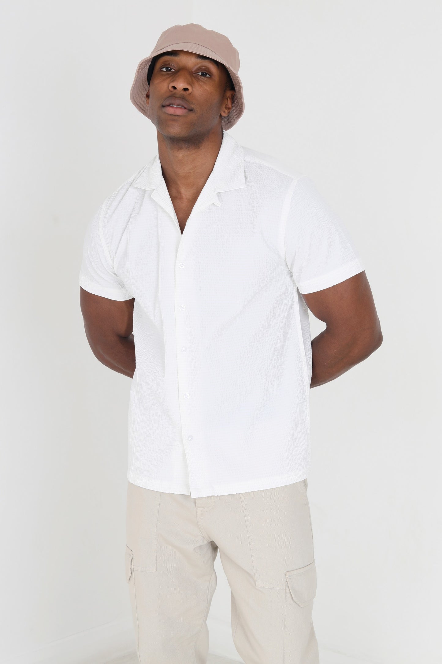 Plain Colour Revere Collar Short Sleeve Shirt