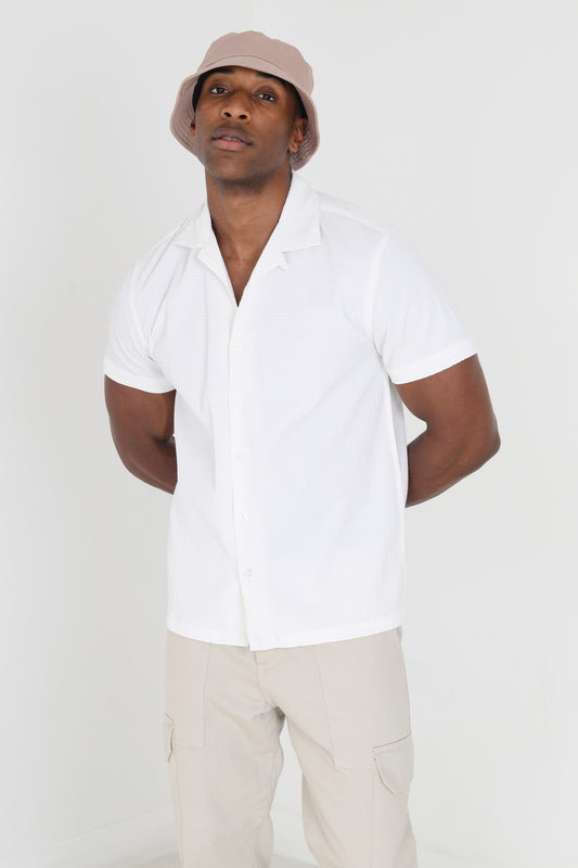 Plain Colour Revere Collar Short Sleeve Shirt