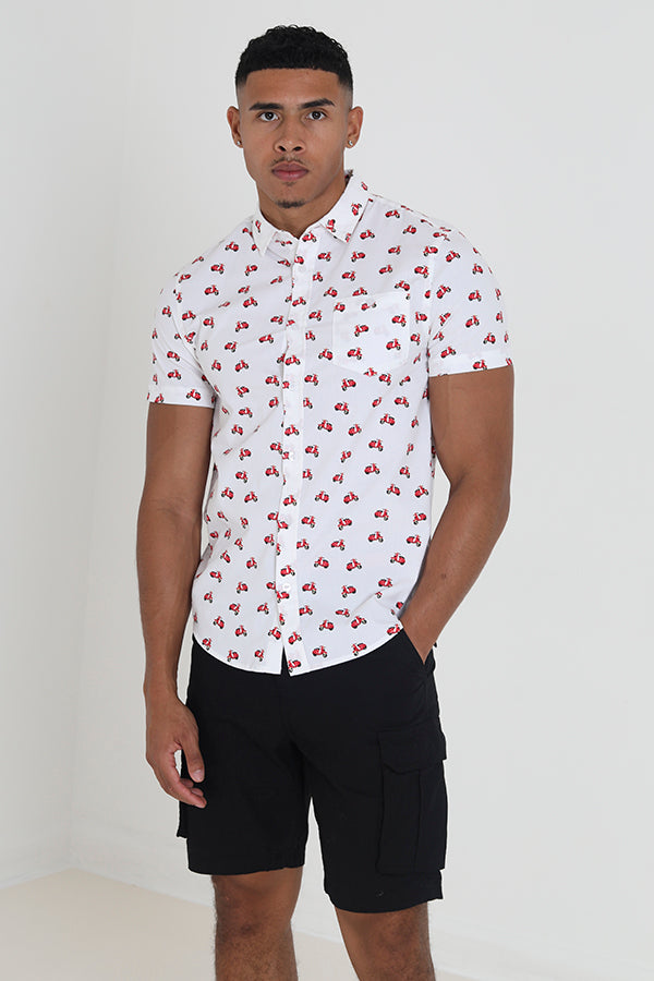 All Over Bike Print Short Sleeve Shirt