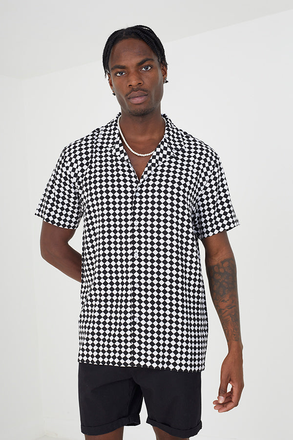 Short Sleeved Shirt Revere Collar