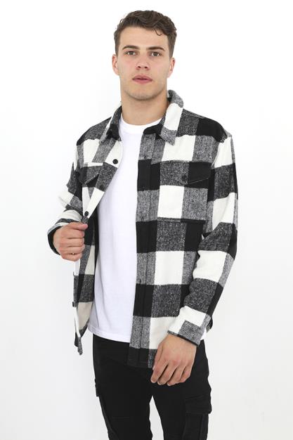 Black And White Check Button Through Shirt