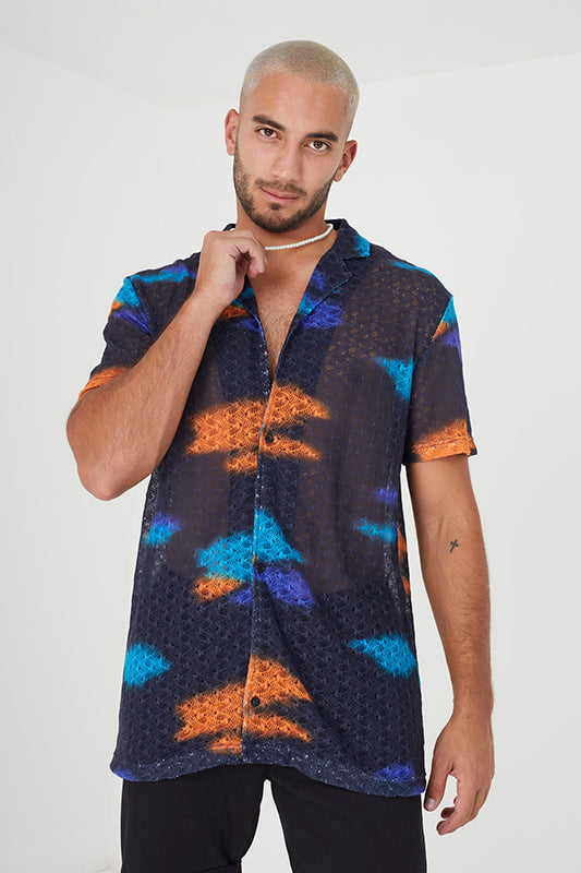 Revere Collar Short Sleeved Shirt