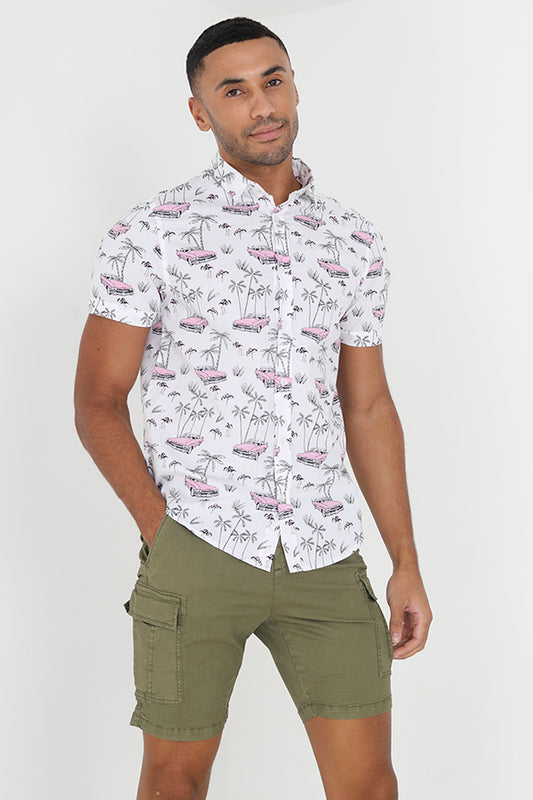 All Over Cadillac Print Short Sleeve Shirt