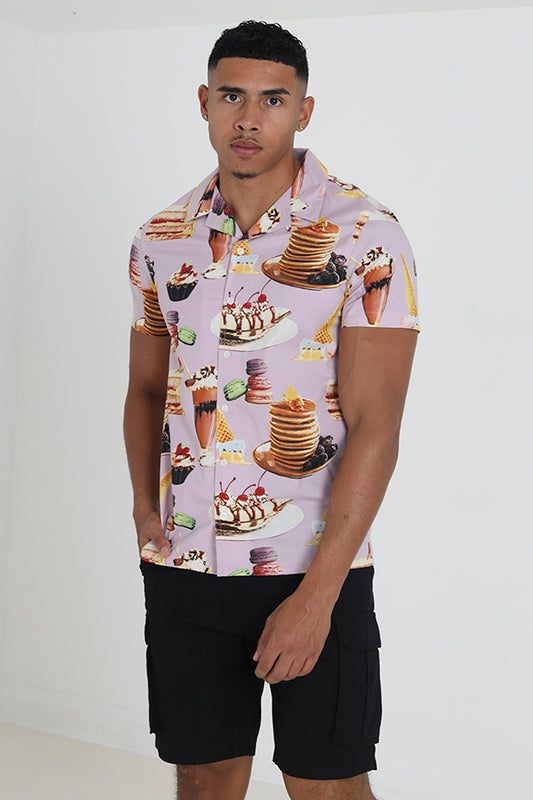 All Over Treat Revere Collar Short Sleeve Shirt