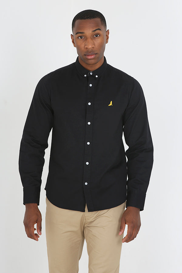 Long Sleeve Chest Emblem Button Through Shirt