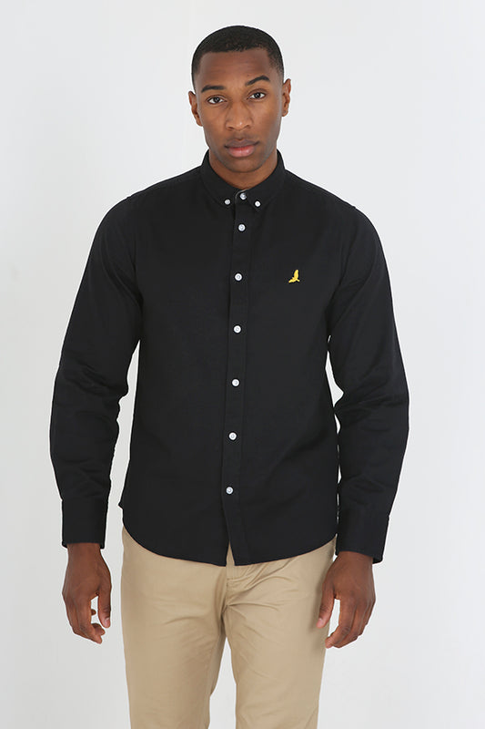 Long Sleeve Chest Emblem Button Through Shirt