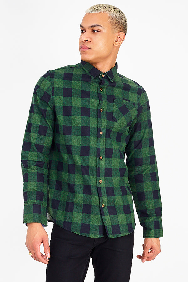 Long Sleeve Brushed Cotton Button Through Shirt