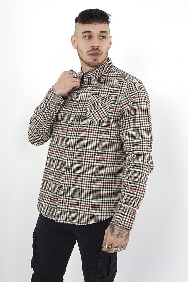 Button Through All Over Check Soft Fabric Shirt
