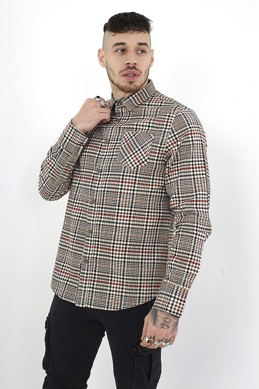 Button Through All Over Check Soft Fabric Shirt
