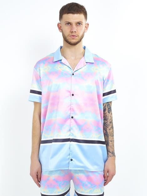 Zuhal Tie Dye Satin Revere Collar Shirt