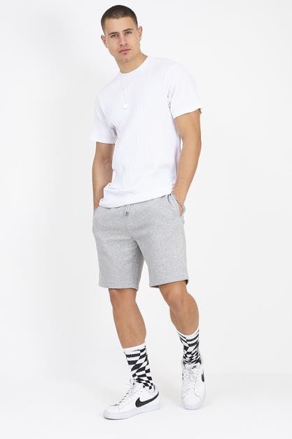 Grey Marl Brushed Back Fleece Drawcord Shorts