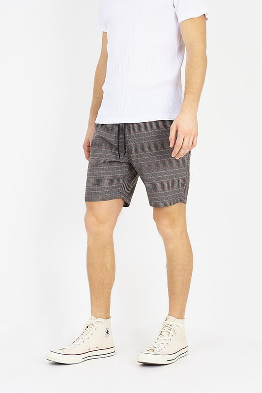 Muted Check Design Drawstring Shorts