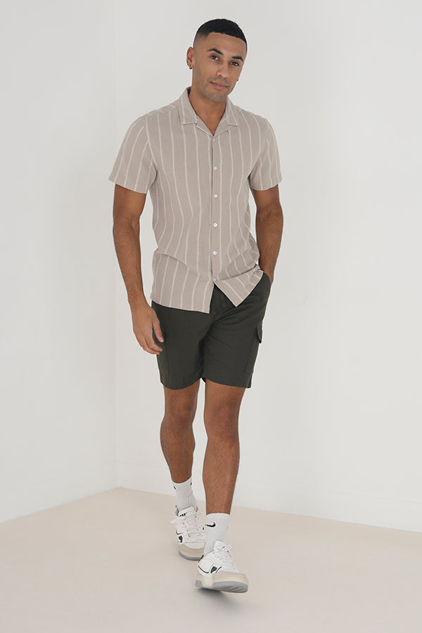 Cotton/Linen Cargo Short Elasticated Waist