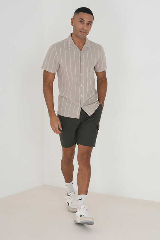 Cotton/Linen Cargo Short Elasticated Waist