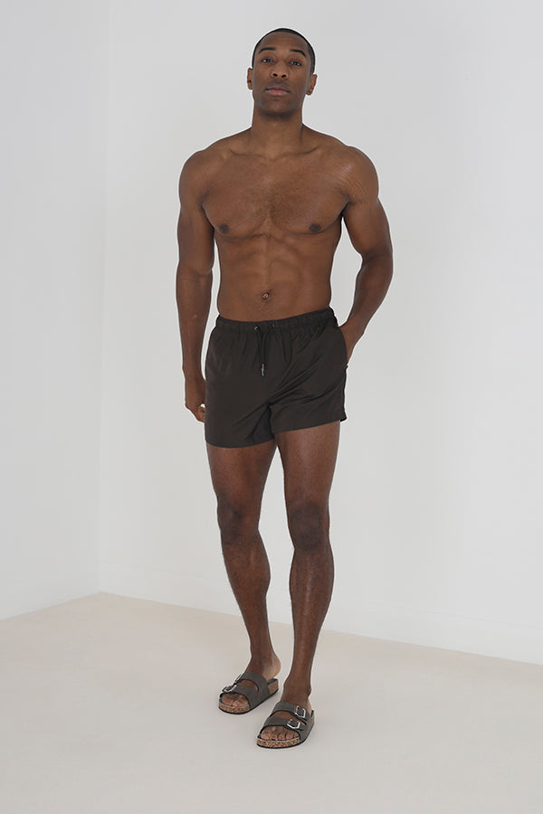 Plain Mocha Elasticated Waist Swimshorts