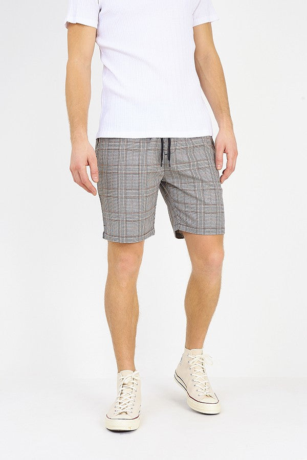 Prince Of Wales Check Drawstring Waist Shorts