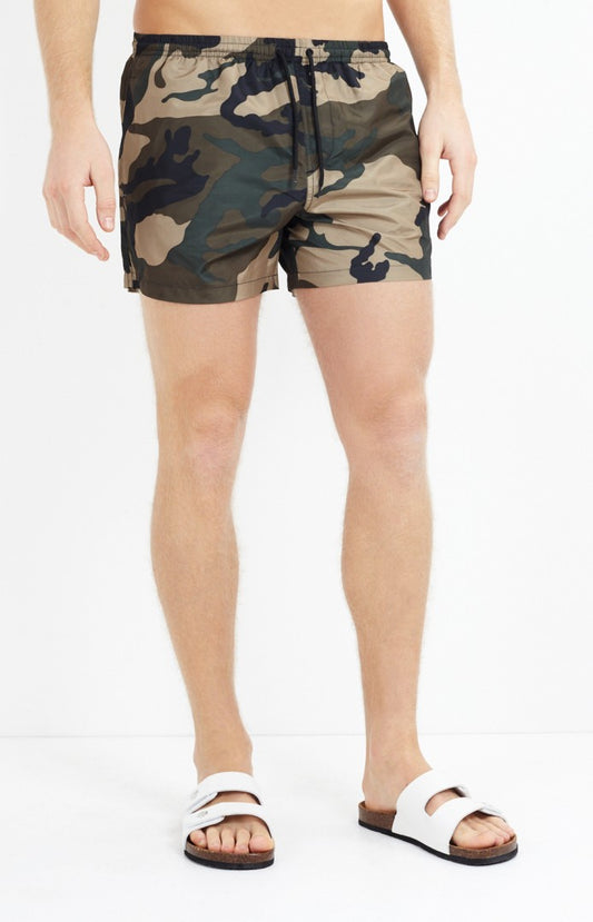 Camouflage Print Drawstring Swim Shorts