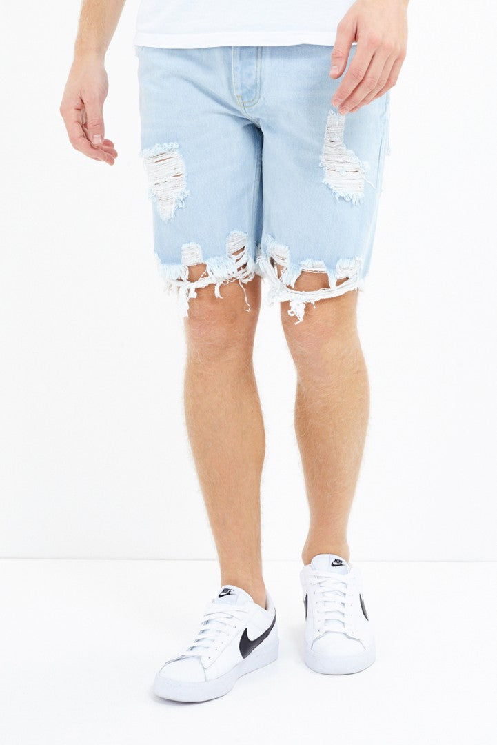 Earl Distressed Hem Ripped Denim Shorts