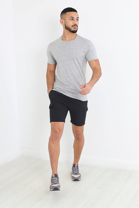 Solid Navy Taslan Style Cargo Shorts