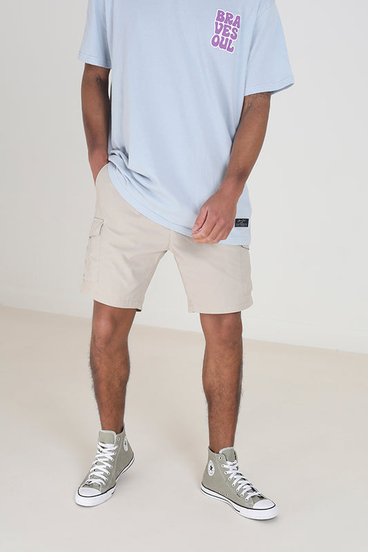 Solid Stone Taslan Cargo Style Shorts