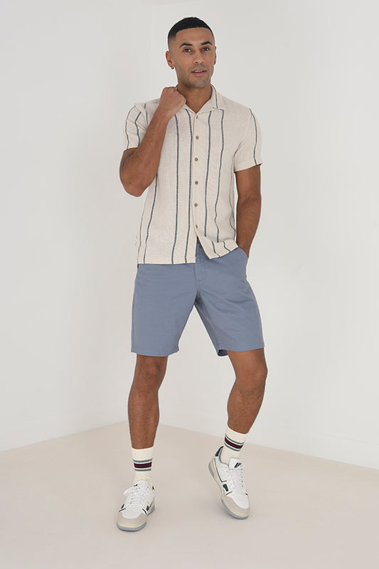 Light Blue Pocket Detail Chino Style Shorts