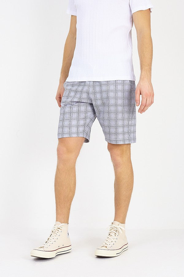 White Check Detail Jersey Shorts
